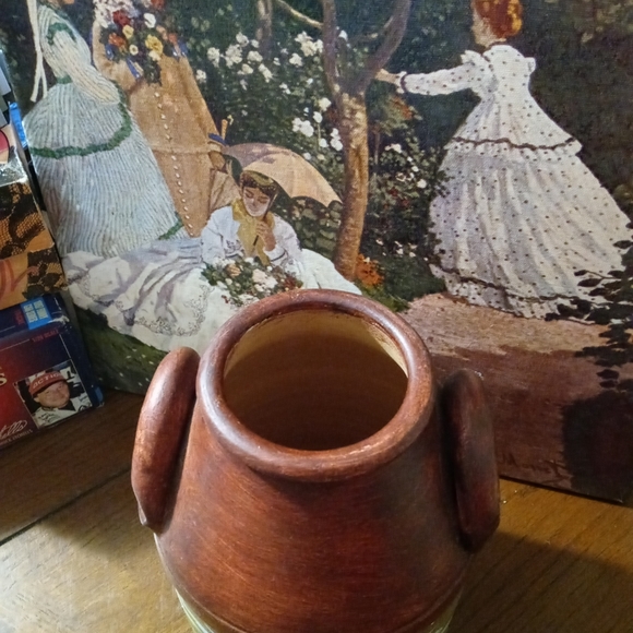 Pier 1 Decorative Hand Painted Clay Vase🍐🍋Size 6"×9" Fruit &Floral Pottery🍍🍒 - Picture 5 of 16